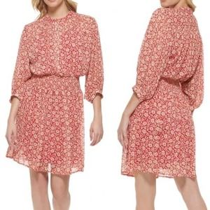 Tommy Hilfiger Samba Floral 3/4 Sleeve Dress - Red - Size 18